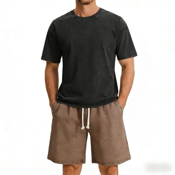 Black + washed shorts brown