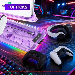 Gaming Console Charging Base, Dual Charging Stand with Earphone Hook, Vertical Cooling Support, Console Accessories for PS5 Controller, Charging Dock Accessories