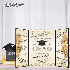 ONERIR 2026 Graduation Signature Board (1-2 Pcs) - Chevron Design Photo Print Wall Decoration, Durable Guest Book Alternative for High School Graduates' Party Decor & Gift