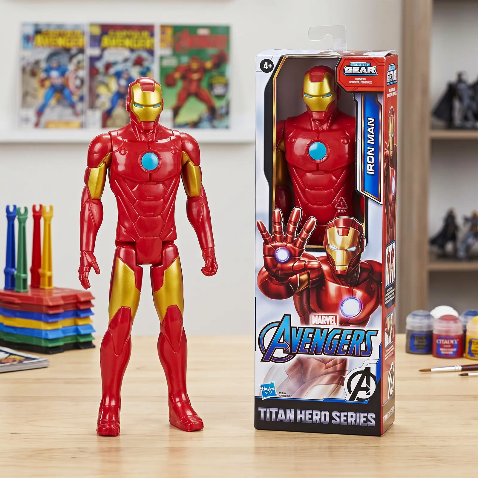 Marvel Avengers Iron Man 12-Inch Action Figure, Titan Hero Series Classic Red Gold Armor Toy Gift for Kids