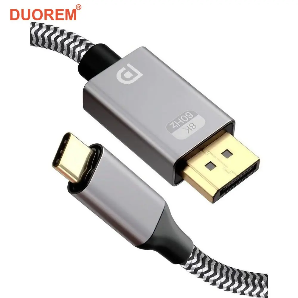 USB-C to Displayport Cable, Aluminium Alloy, Displayport Alternate Mode, High Performance, 8k @ 60hz, 4K @ 144hz, Compatible with Macbook Pro/air, iPad Pro, Imac, Odyssey, Lenovo, Hp, Asus, Dell, Accessories, Usb Cables