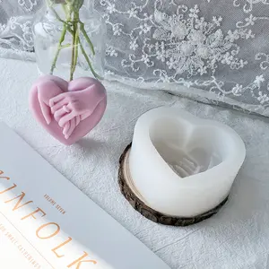 Heart-Shaped Hand-Holding Candle Mold Plaster Mold Heart-Shaped Chocolate Wedding Cake Baking Silicone Mold