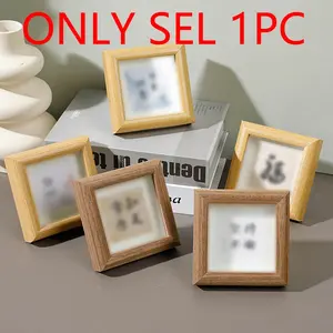 Wooden Photo Frame, 1 Count  Mini Desktop Photo Frame, Rectangular Frame, Wooden Framed, Desktop Decor for Living Room Bedroom Home Office, Home Decoration, Home Decor Accessory