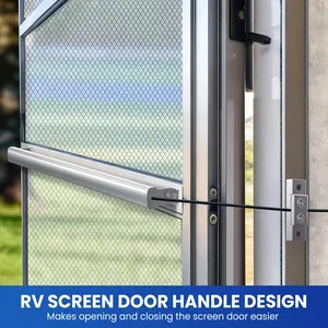 2-in-1 Aluminum RV Screen Door Handle Grab Bar with Auto Closer, 16.5" Push-Pull Bar, Adjustable Tension, Easy Installation, Universal Fit for RV, Camper