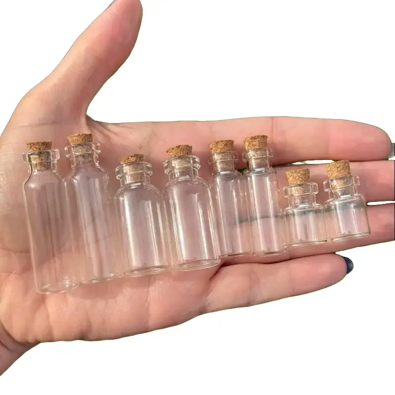 5-Pack Multi-Size 10 ml Reusable Glass Storage Jars with Cork Stoppers, Decorative Organizer Bottles for DIY Crafts, Home Decoration, Organizer Jar, Reusable Glass Bottles