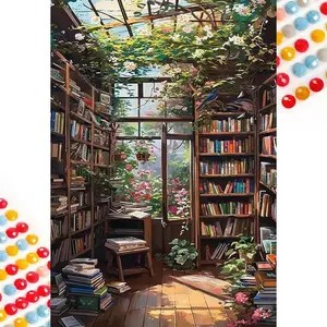 5D DIY Full Drill Round Diamond Art Painting Kit, Sunroom Mosaic Canvas Art, Home Wall Decor, Perfect Gift for Birthday, Anniversary, Handmade Gifts