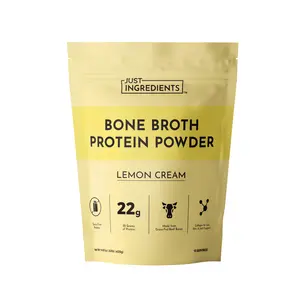 Just Ingredients Lemon Cream Bone Broth Protein | 15 Servings | 21g Grass-Fed Protein per Serving | Dairy-Free | Collagen for Gut, Skin & Joint Support | Made with Real Food Ingredients