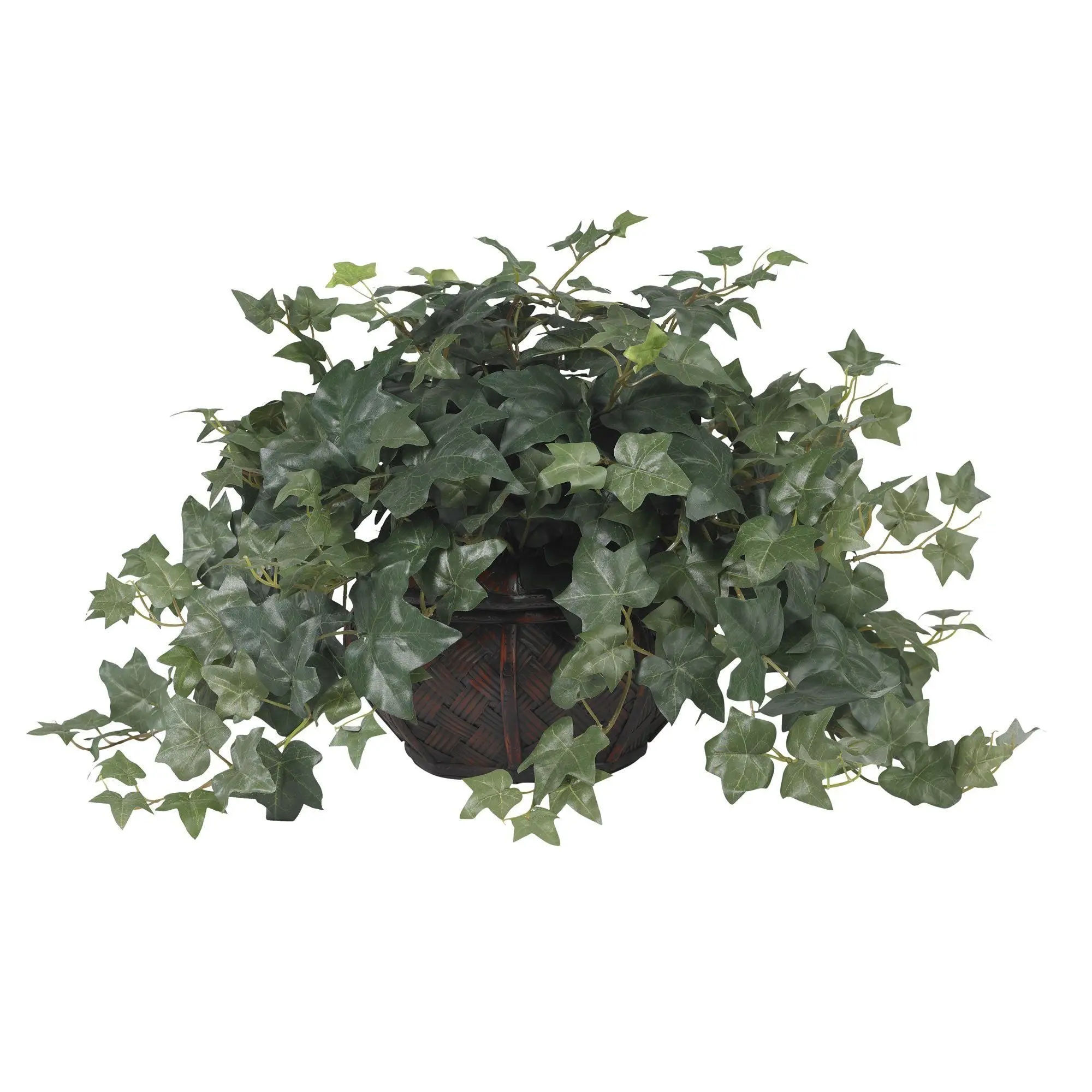 18” Tall Faux Silk Puff Ivy Design Artificial Plant with Vase - Indoor Floral & Plant Decor for Home Room Centerpiece, Indoor Plant