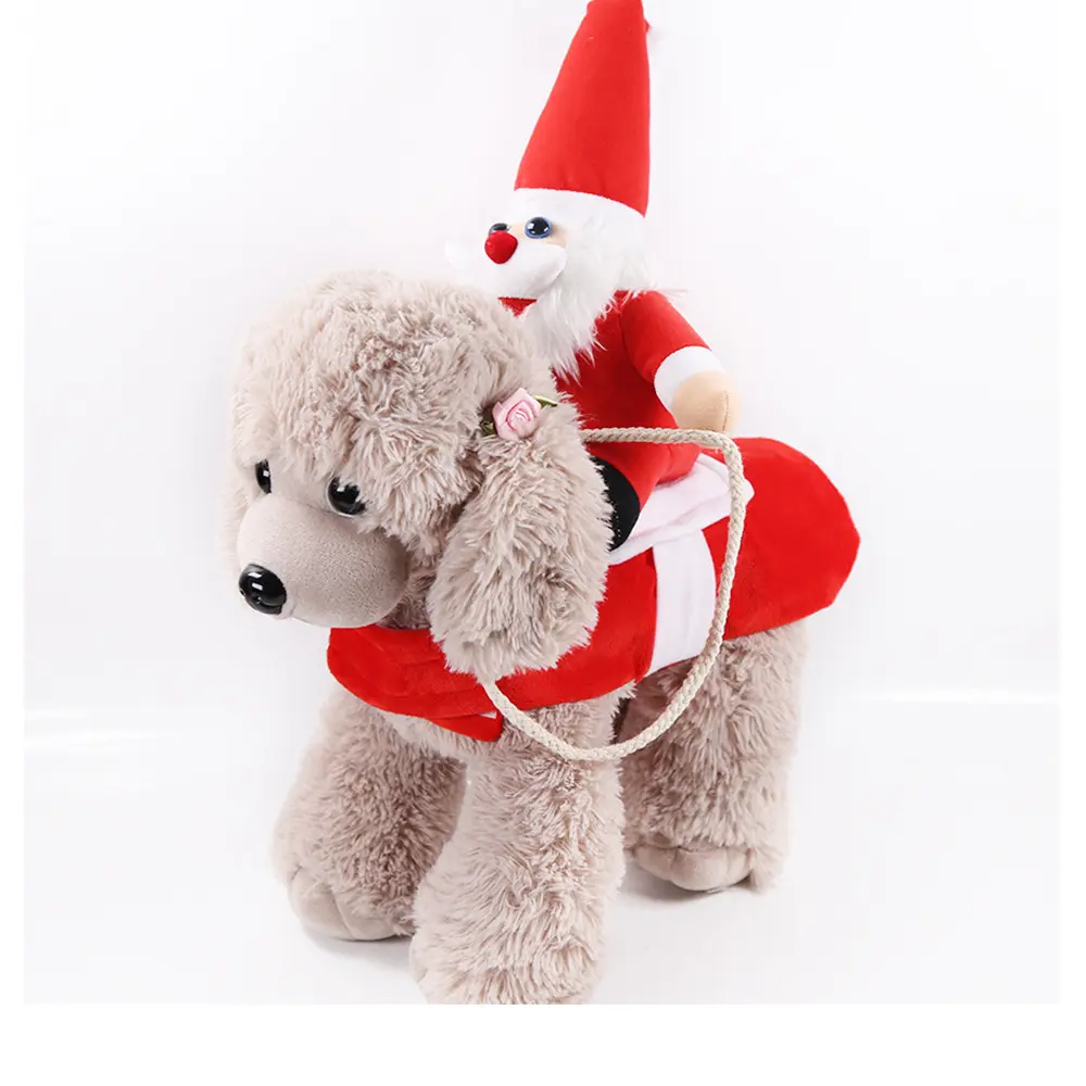 Santa Riding Dog Costume, Funny Horseback Riding Christmas Outfit for Small Medium Large Dogs & Cats, Halloween Cosplay Pet Clothes