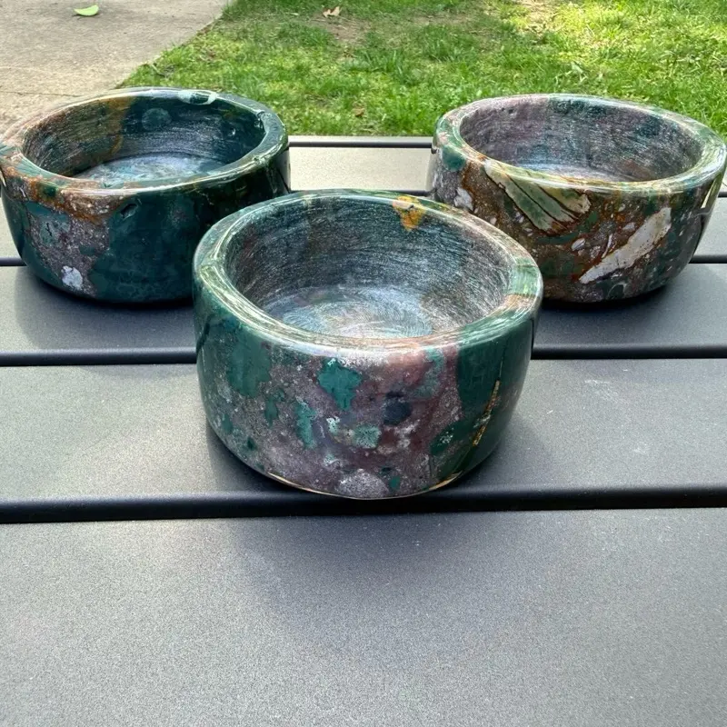 Ocean Jasper Bowls - Natural Polished Crystal Bowls for Home Decor, Jewelry Storage