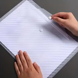 A4 File Bag (3/5/10pcs), Clear Large Capacity Document Bag, Transparent File Bag with Button Closure, Student Stationery Storage Folder, Office Supplies