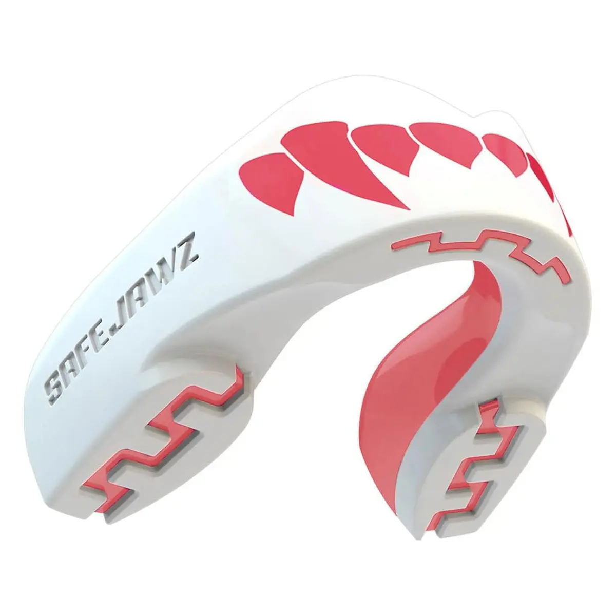 Pink Fangz Teeth Mouthguard for Adults, Dual Layer Protective Gear with Case for Contact Sports, Remoldable Anti-Gag Slim Fit