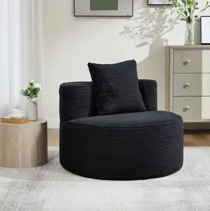 Brigitte 35.4" Corduroy Barrel Chair Round Lounge Chair for Ultimate Relaxation Soft Plush Design Ideal for Family Time and Memorable Moments