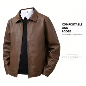 Best seller in the US market! Vintage Lapel PU Leather Jacket for Men — Casual & Business Style, Versatile Motorcycle Leather Outerwear
