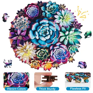 Unique Wooden Jigsaw Puzzle, 200-Piece Sea Turtle/Octopus/Succulent Design with Vivid Art, Imaginative Animal Craft for Family Gather, Gift Idea for Birthday Party Christmas