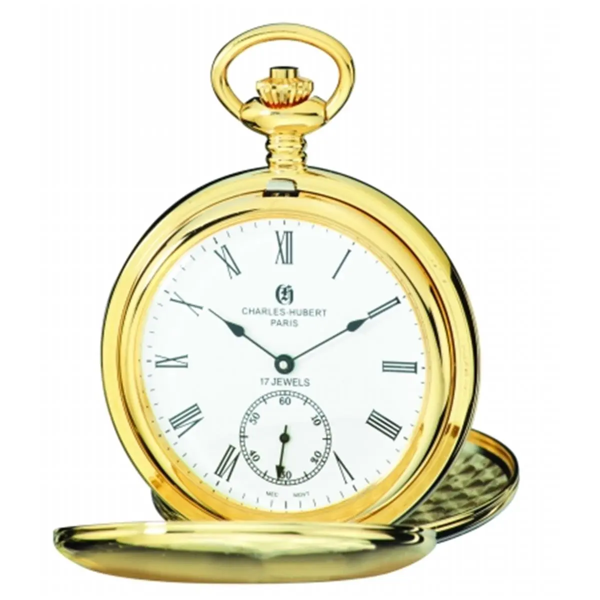 212 MAIN Women's Fashion Mechanical Pocket Watch - Polished Gold-Plated Stainless Steel, Double Cover Design, Fashion for Women