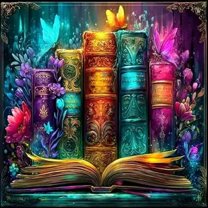 Enchanted Magic Books Diamond Painting Kit - Glowing Butterfly Rhinestone Art, Full Drill DIY Wall Decor