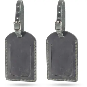 Toprank  Luggage Tag for Suitcase - Full Grain  Travel ID Tag with  Cover, Buckle Strap & Information Card - Durable Baggage Tag (Green, 2 Pack)