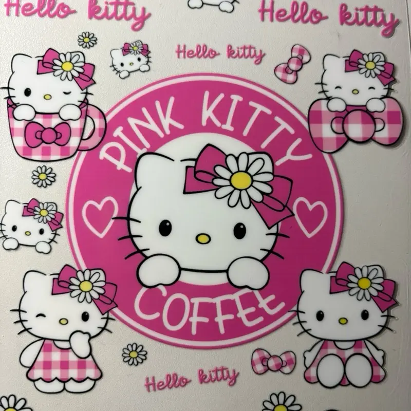 Pink kitty coffee A5 book cover decal