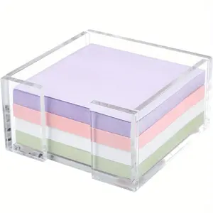 1pc Crystal Clear Acrylic Notepad Holder W/O Pads - Sticky Notes Holder - Sticky Notepad Holder Perfect for Dorm Room and Office Desk Organization, Paper Organizers