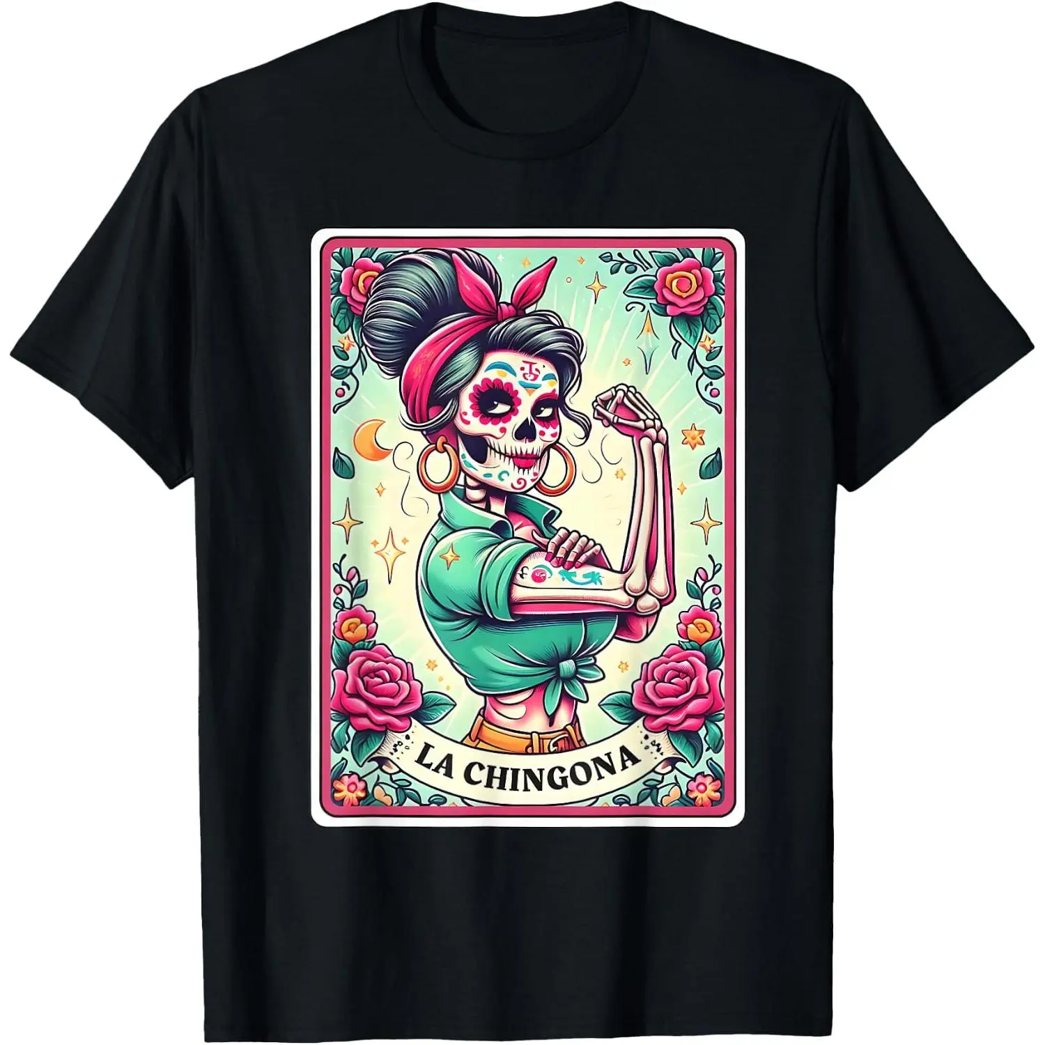 100% Cotton Day Of The Dead Dia De Los Muertos Catrina Woman La Chingona T-Shirt