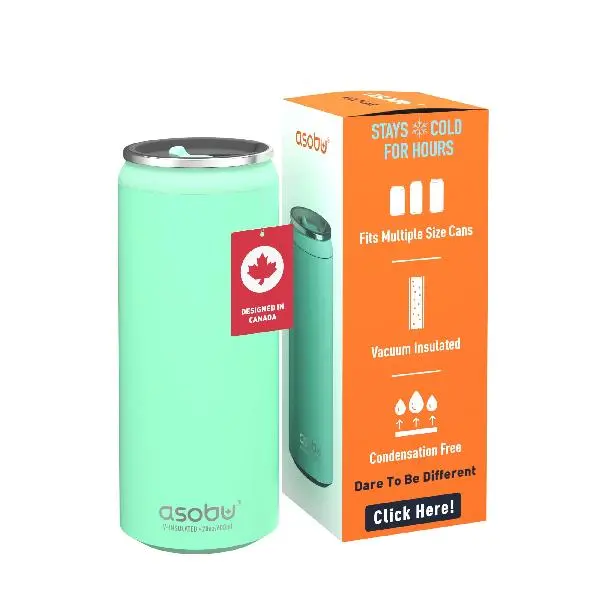 asobu Multi Can Cooler Insulated Sleeve fits for Slim and Standard 12 Oz and 16 Oz Hard Seltzer, Soda, Beer or Energy Drinks and all standard size Beer Bottles (Teal)