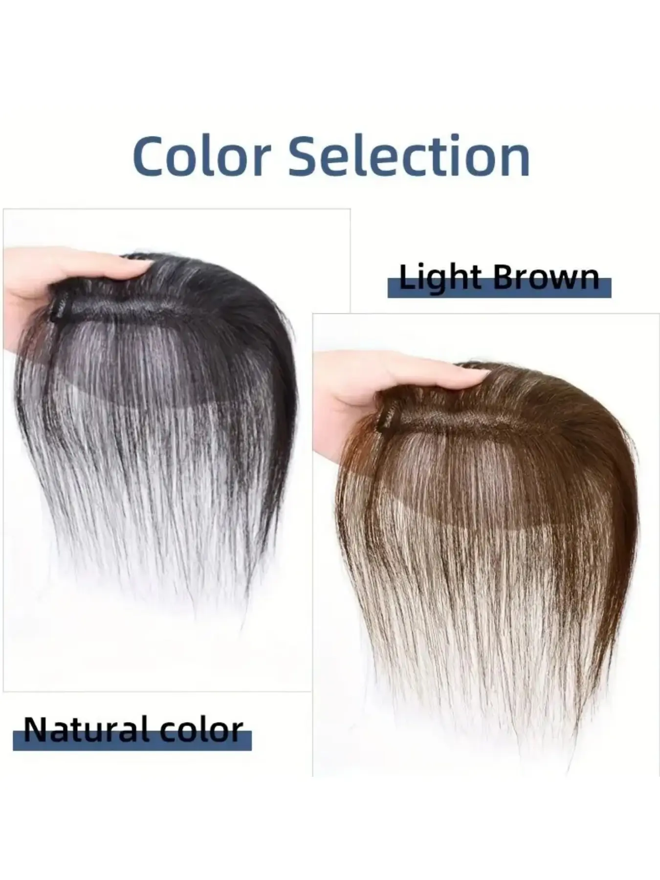 Women's Straight Topper Wig, Real Human Hair Hairpiece for Bald Spots & Thin Hair, Easy Application, Full Head Coverage, Hair Topper Clip