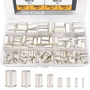 166 Pcs Wire Ferrules Kits Silver Plated Copper Crimp Terminal Connector 8 Sizes AWG (1/0 2/0 2 4 6 8 10 12) Sleeves Insulated Cord Pin End Terminal M-020