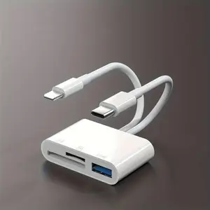 3 in 1 USB HUB Adapter, USB OTG Adapter with Charging Port, SD TF Memory Card Reader for iPhone, iPad, Laptop, PC