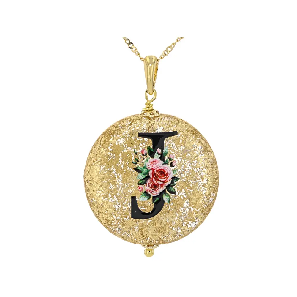 JTV Murano Glass Initial "J" Pendant with 18" Chain