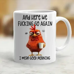 Funny Mug, Here We F Cking Go Again I Mean Good Morning, Gifts For Coworkers, Friends, Family