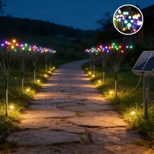 4/6 Pcs Outdoor Solar Firefly Lights, 10 LED Ball String Lights, Waterproof Garden Stake Lights for Patio Yard Party Wedding Decor(Warm light, colorful light)