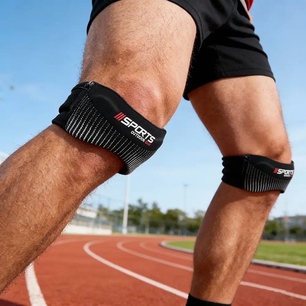 LHU 2-Piece Adjustable Silicone Knee Patellar Tendon Support Straps, Breathable Compression Pads with Shock Absorption, Knee Wraps for Ball Sports Protection & Stabilization,summervibes Knee Stabilizer