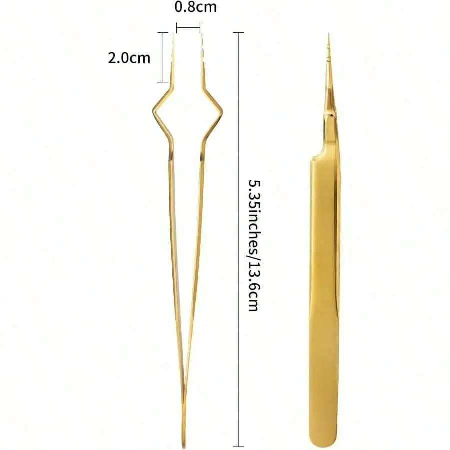 Gold V-Groove Isolation Tweezers for Eyelash Extensions, Precision Tip Lash Separation Tweezers, Easy Control Professional Application Tools for Lash Artists