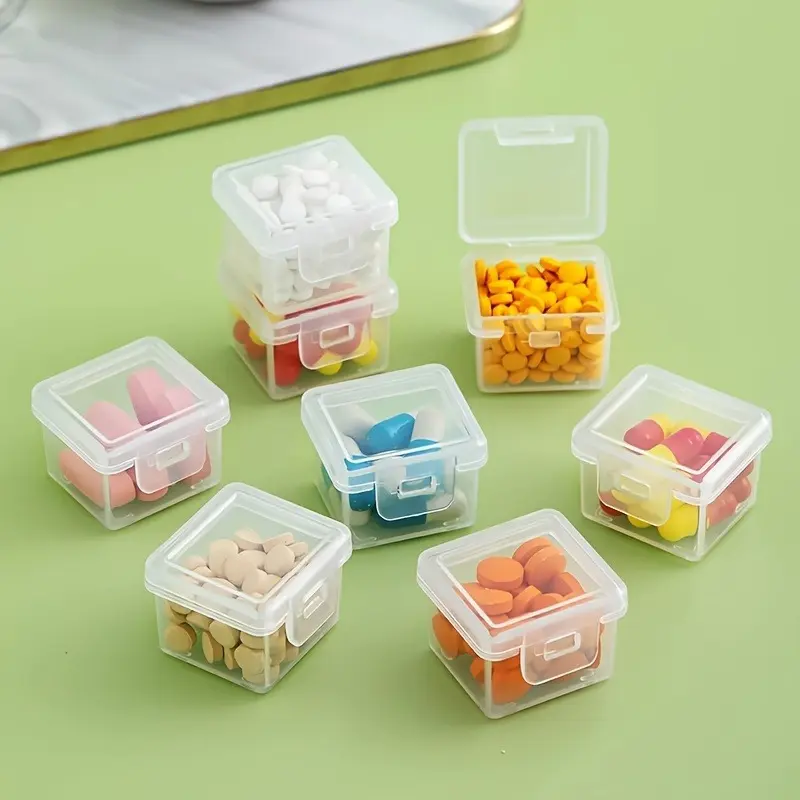 10pcs Plastic Desktop Medicine Organizer Storage Box with Lid Household Medicine Box Packaging Box
