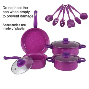 13-Piece non-stick kitchen cookware set, with high-quality non-stick coating, with multi-functional cookware for frying, cooking, boiling and stewing. Stacked design saves space and is easy to operate