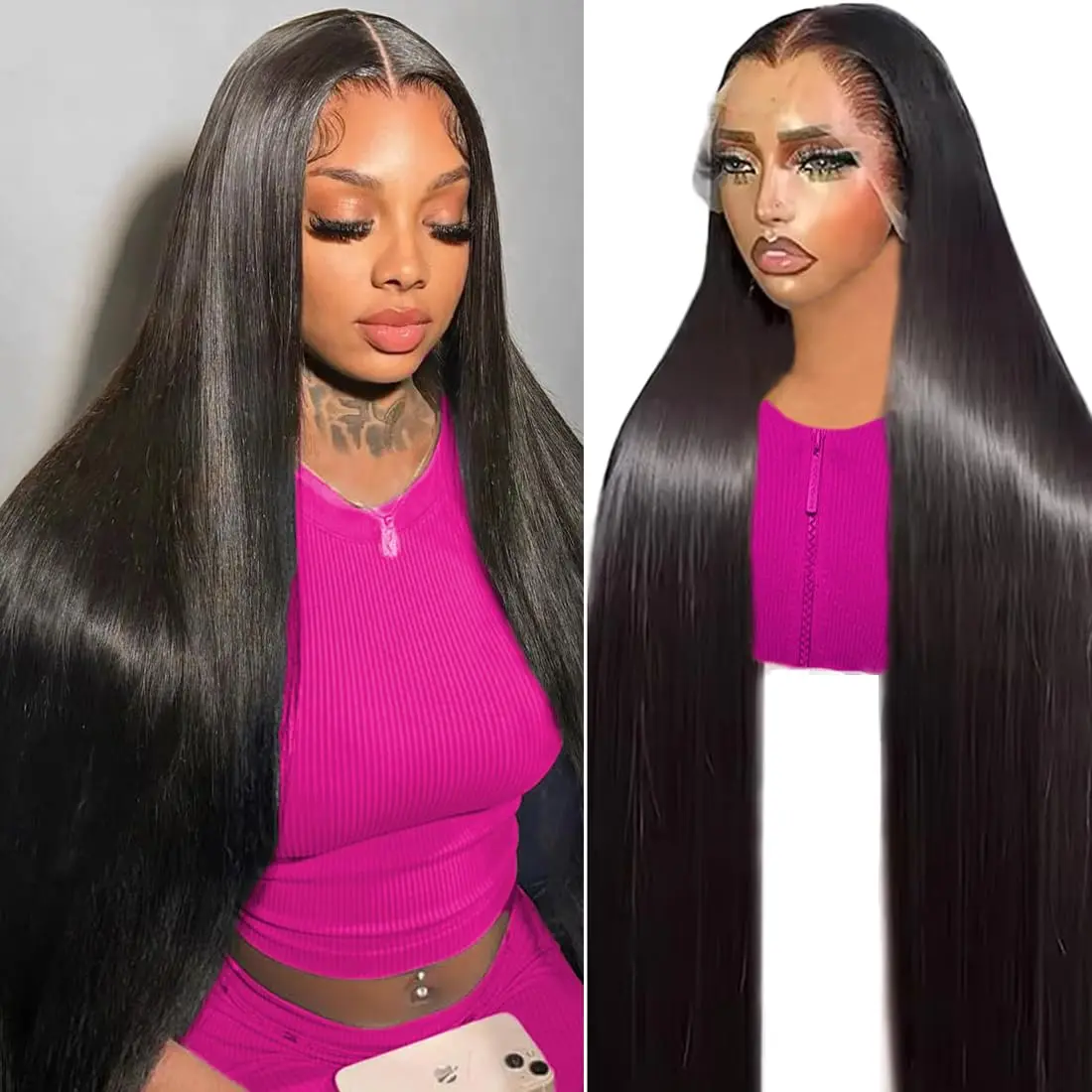 Lemoda Lace Front Wigs Human Hair 200 Density Straight HD Lace Front Human Hair Wig Glueless Wigs Human Hair Pre Plucked Straight Frontal Wig for Women Natural Color