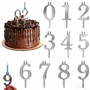Reusable Metal Number Cake Candle Holders Set, Includes 0-9 Numbers, Perfect for Birthdays, Weddings, Anniversaries, Cake Decorating Supplies, Eco-Friendly & Easy Clean