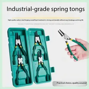 4-piece spring clip pliers set: spring clip pliers, inside/outside pointed-jaw pliers, bent-end spring ring pliers set—auto repair tools