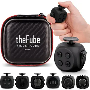 PILPOC theFube Fidget Cube, 6-Sided Stress Relief Infinity Cube for Adults & Kids, Boosts Concentration, Mindfulness Aid, Silent & Audible Modes, Stocking Suffers for Boys, Kids and Adults (Midnight)