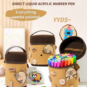 Capybara 48 Color Soft Tip Acrylic Markers, Ideal for Rock Art, Canvas, Wood, Glass, Metal, Stone, Ceramic, Back-To-School Gifts, Acrylic Paint Pen