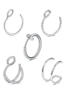 Fake Nose Ring Hoop, Fake Piercing Jewelry, Clip on Nose Rings, Faux Lip Ring, Stainless Steel Nose Ring, Body Jewelry for Women & Men