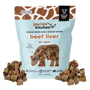 Joyride's Kitchen Premium Beef Liver Freeze-Dried Raw Dog Treats 3 oz USDA Approved Human Grade Natural Feeding Treats