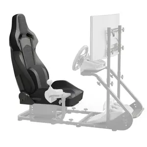 Racing Simulator Cockpit, Reinforced Steel Frame, Stable Anti-Slip Gaming Rig with PU Leather, Wide Cushion & Quick Setup, Universal Fit for Fanatec, Thrustmaster, Logitech, Moza, PS5, PS4, Xbox & PC, Comfortable for Long Gaming Sessions