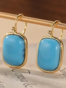 Vintage Turquoise Decorated Dangle Earrings, High Quality Earrings, Elegant Jewelry for Women, Trendy All-match & Exquisite Jewelry for Birthday Gift