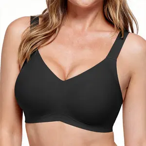 Muxlkina Womens Jelly Bras Full Coverage Wireless Supportive Bra Push Up Plus Size Comfort Soft No Underwire Seamless Comfortable Wireless T-Shirt Everyday Bras Wings