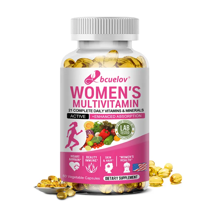 Bcuelov Women's Multivitamin - 21 Essential Daily Vitamins & Minerals for Immune, Brain, Hair & Skin Support - 120 Capsules