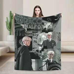 Draco Malfoy Wizard Theme Flannel Throw Blanket, Warm Cozy Blanket for Bedroom, Lounge Area (Fantasy Decor), Throw Blankets