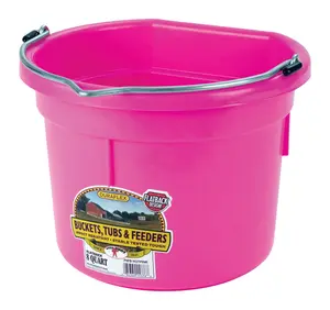 Little Giant 8 qt. Impact-Proof Plastic Bucket - Pink Home Supplies, 12x11.5x9 in, Wall-Mountable, Flat Back, with Stacking Ribs