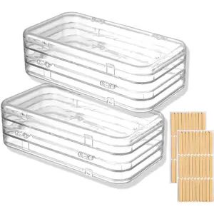 2pcs Tri-Fold Press on Nail Organizer Case, 4-Page Portable Storage Box, Clear Pet Plastic Travel Holder for Fake Nails